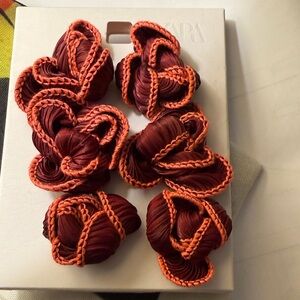 Zara Burgundy and Coral Floral Earrings